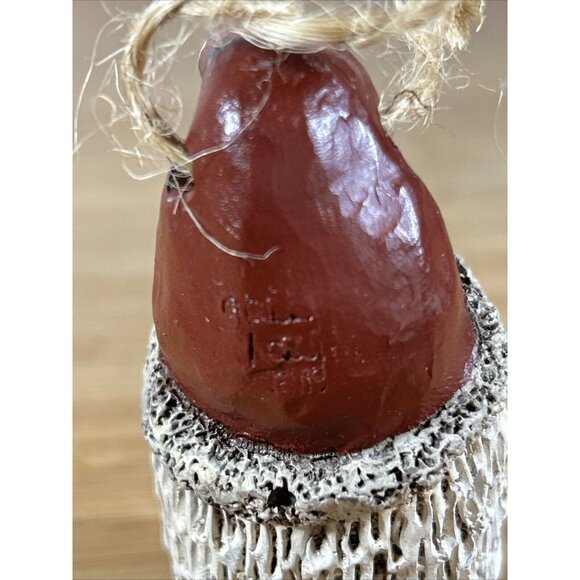 Gail Laura Santa Claus Head Figure Christmas Folk Art  2.75" H Jute Cord Signed - Picture 3 of 5